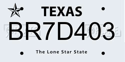 BR7D403 Texas License Plate