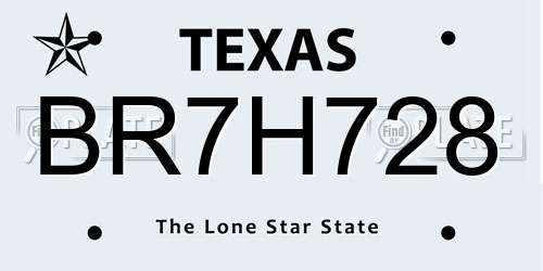BR7H728 Texas License Plate