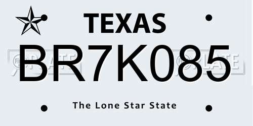 BR7K085 Texas License Plate