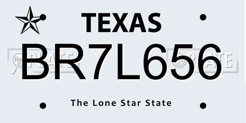 BR7L656 Texas License Plate