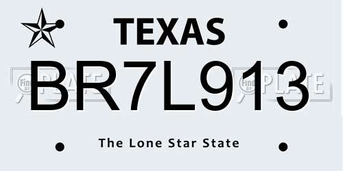BR7L913 Texas License Plate
