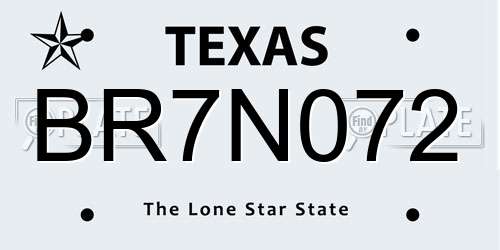 BR7N072 Texas License Plate
