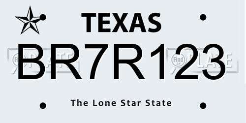 BR7R123 Texas License Plate