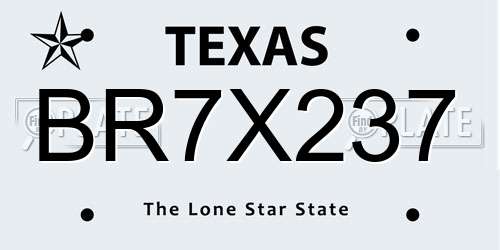 BR7X237 Texas License Plate