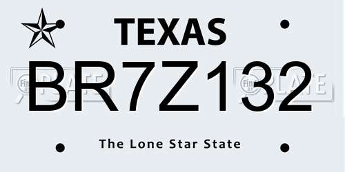 BR7Z132 Texas License Plate