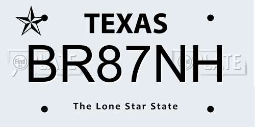 BR87NH Texas License Plate