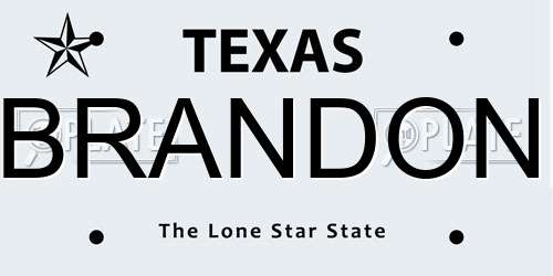 BRANDON Texas License Plate