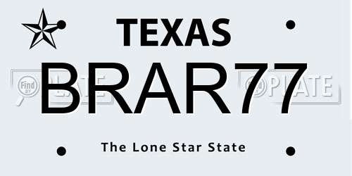 BRAR77 Texas License Plate
