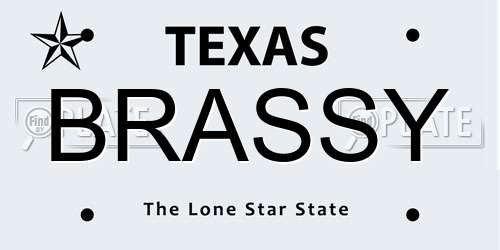 BRASSY Texas License Plate