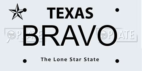 BRAVO Texas License Plate