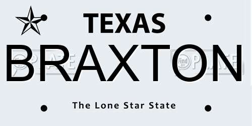 BRAXTON Texas License Plate