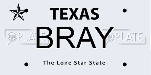BRAY Texas License Plate