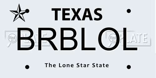 BRBLOL Texas License Plate