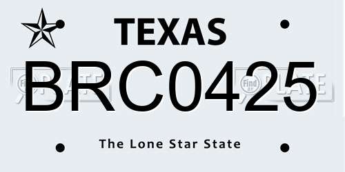 BRC0425 Texas License Plate