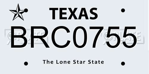 BRC0755 Texas License Plate