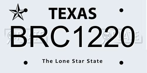 BRC1220 Texas License Plate