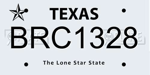 BRC1328 Texas License Plate