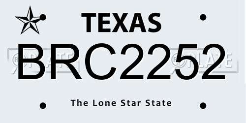 BRC2252 Texas License Plate