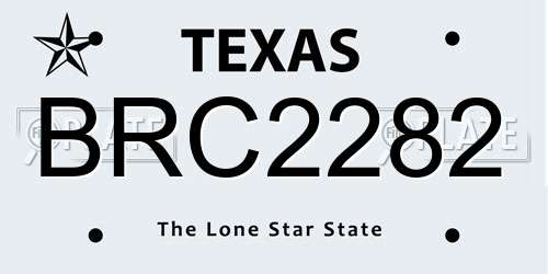 BRC2282 Texas License Plate