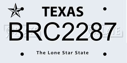 BRC2287 Texas License Plate