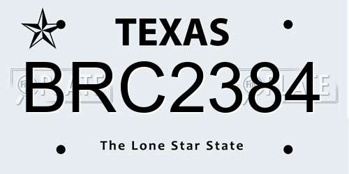BRC2384 Texas License Plate