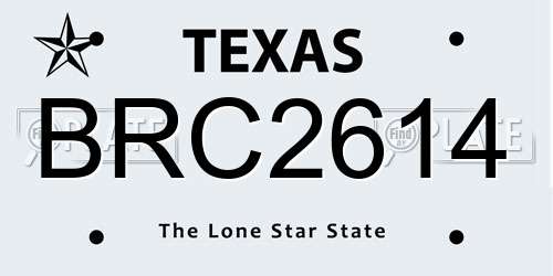 BRC2614 Texas License Plate