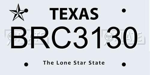 BRC3130 Texas License Plate
