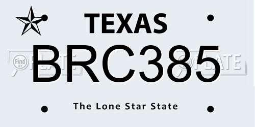 BRC385 Texas License Plate