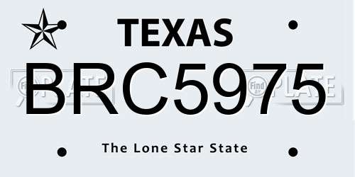 BRC5975 Texas License Plate