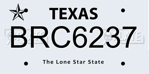 BRC6237 Texas License Plate