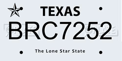 BRC7252 Texas License Plate