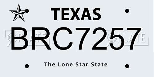 BRC7257 Texas License Plate