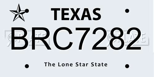 BRC7282 Texas License Plate