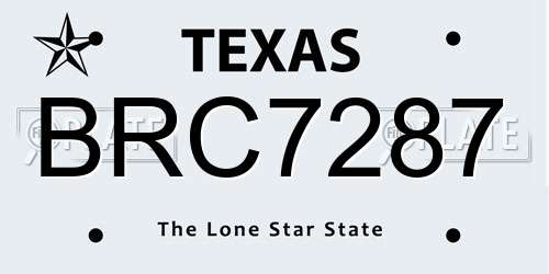 BRC7287 Texas License Plate