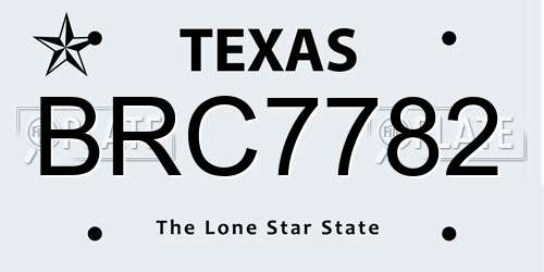 BRC7782 Texas License Plate