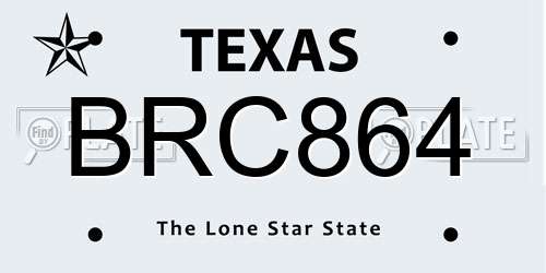 BRC864 Texas License Plate