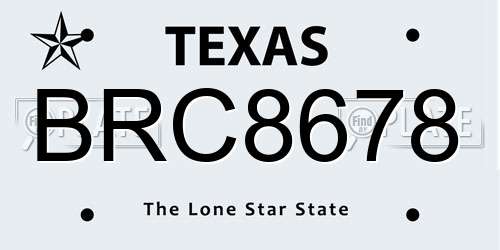 BRC8678 Texas License Plate