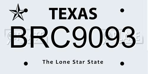 BRC9093 Texas License Plate