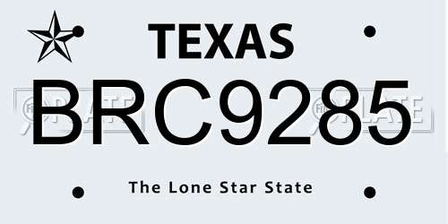 BRC9285 Texas License Plate