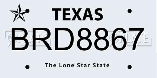 BRD8867 Texas License Plate