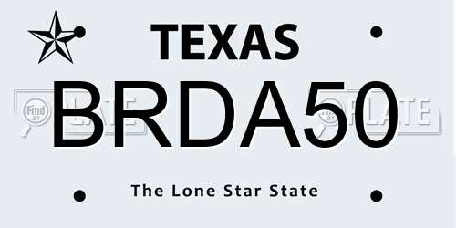 BRDA50 Texas License Plate