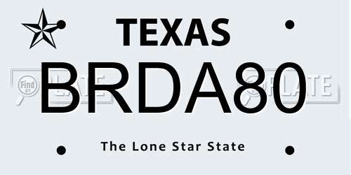 BRDA80 Texas License Plate