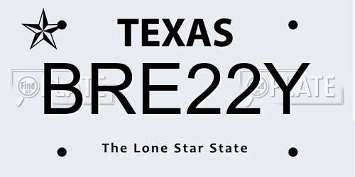 BRE22Y Texas License Plate
