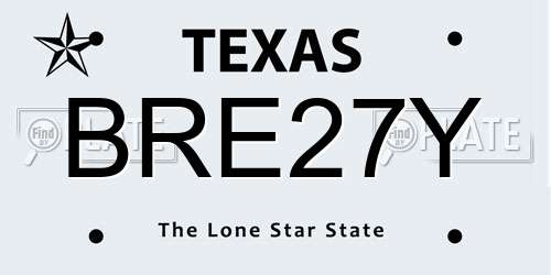 BRE27Y Texas License Plate