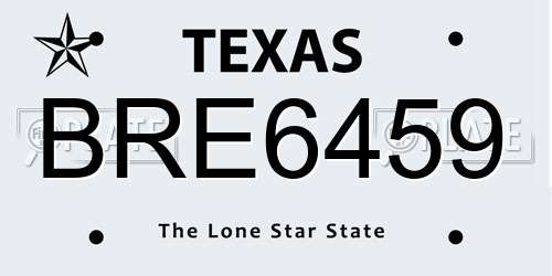 BRE6459 Texas License Plate