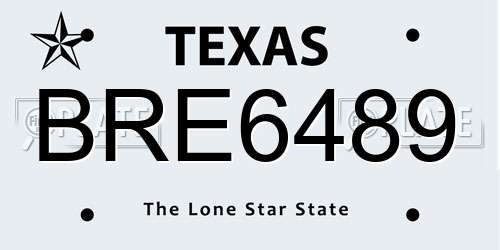 BRE6489 Texas License Plate