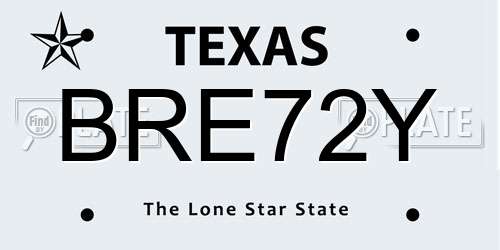 BRE72Y Texas License Plate