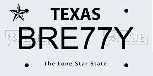 BRE77Y Texas License Plate