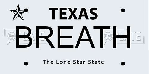 BREATH Texas License Plate