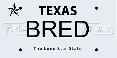 BRED Texas License Plate